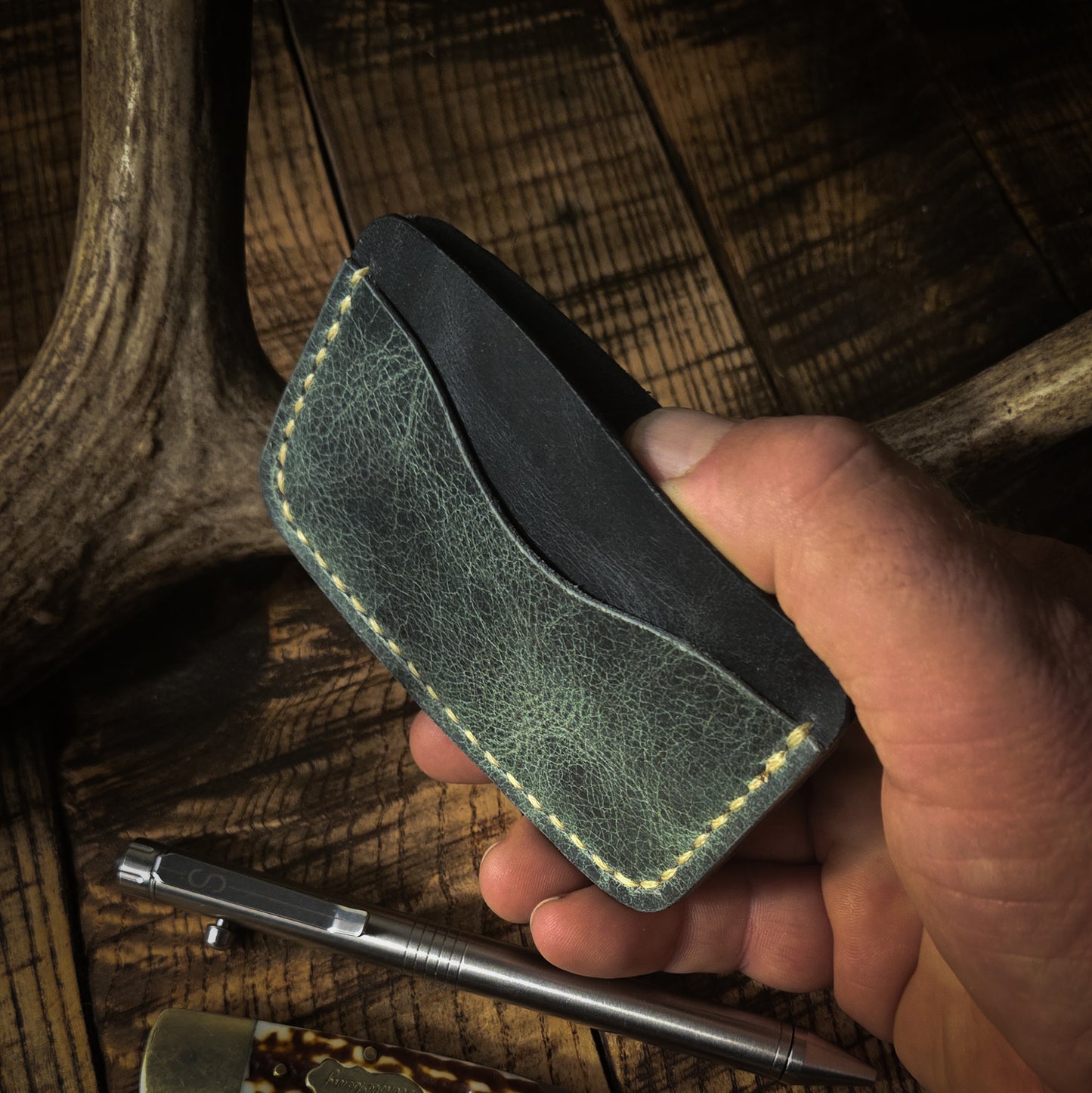 Yellow Quill Wallet ( Black and Green)